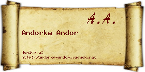 Andorka Andor névjegykártya